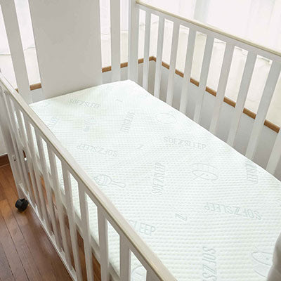 Sofzsleep latex baby cot mattress fitted in a cot