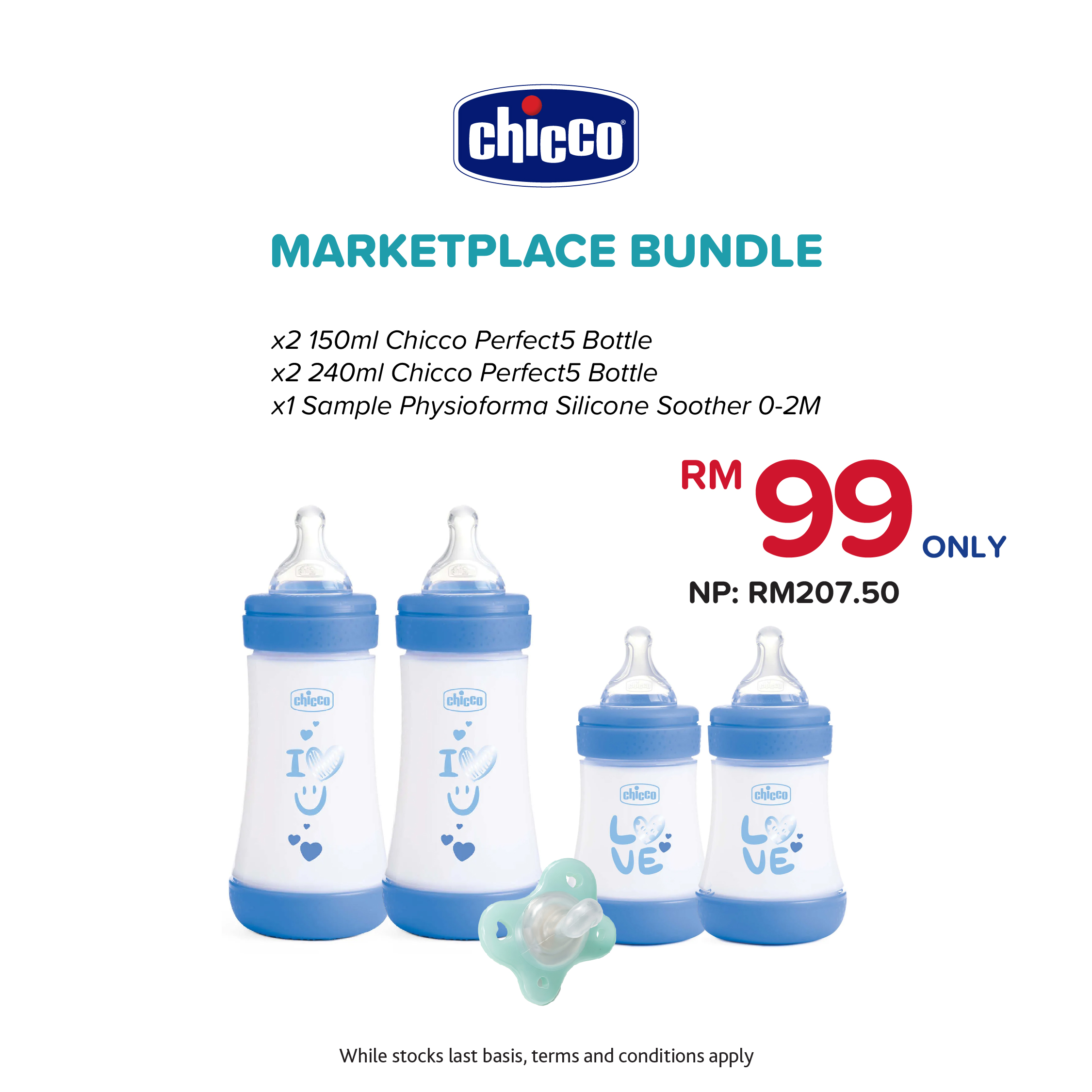 Chicco [Bundle Set] Perfect5 PP Newborn Feeding Bottle Value Set