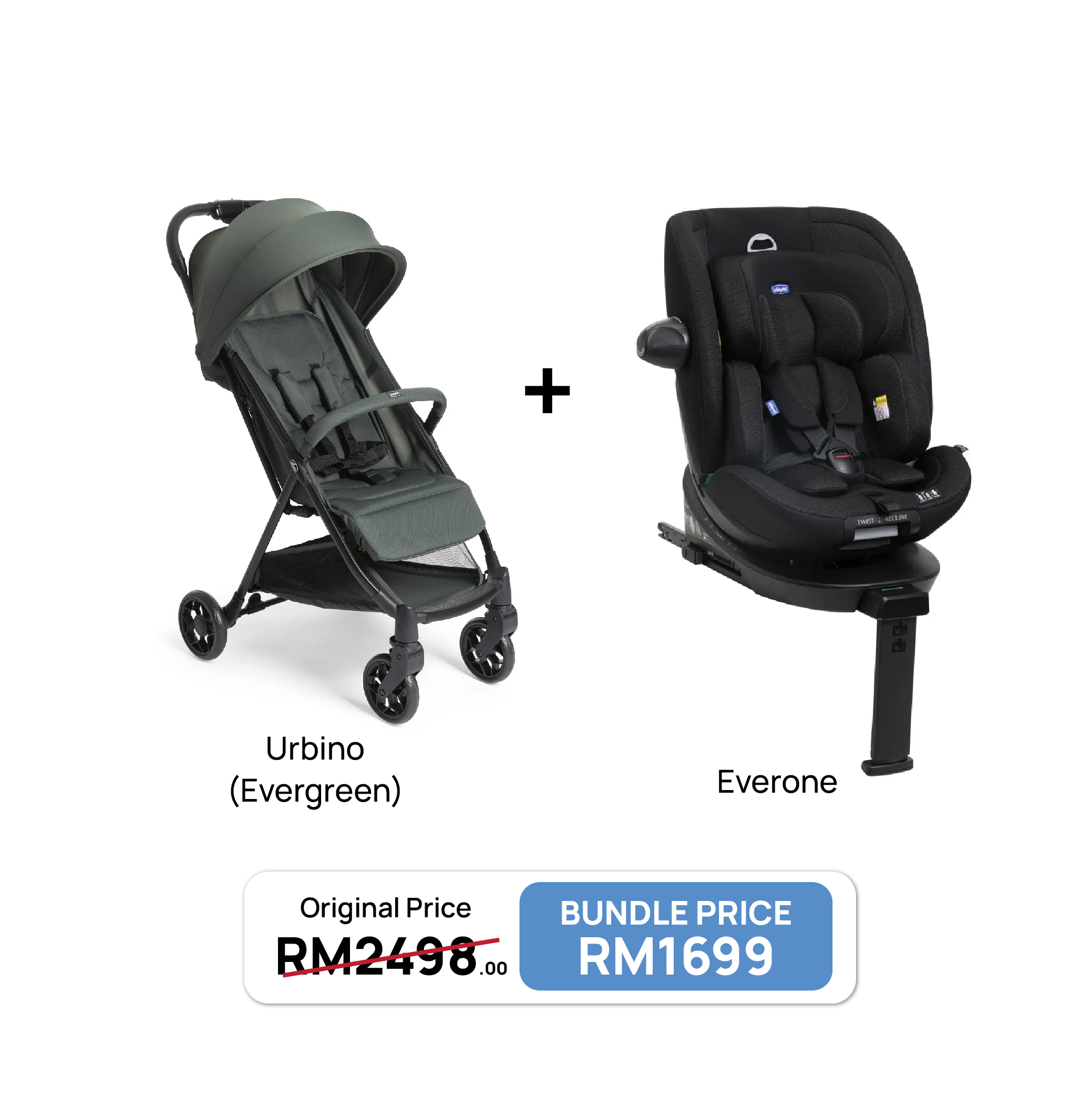 Chicco [Bundle Set] Everone Car Seat + Urbino Stroller