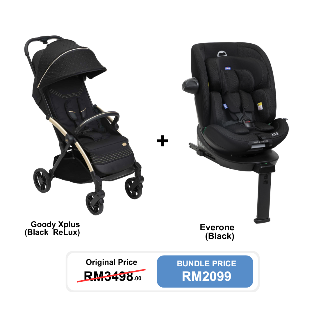 Chicco [Bundle Set] Everone Car Seat + Goody Xplus Black ReLux Stroller